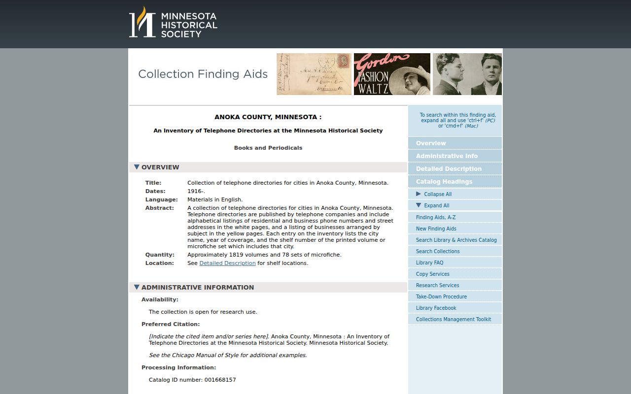 Blaine city directory telephone-directory holdings at Minnesota Historical Society