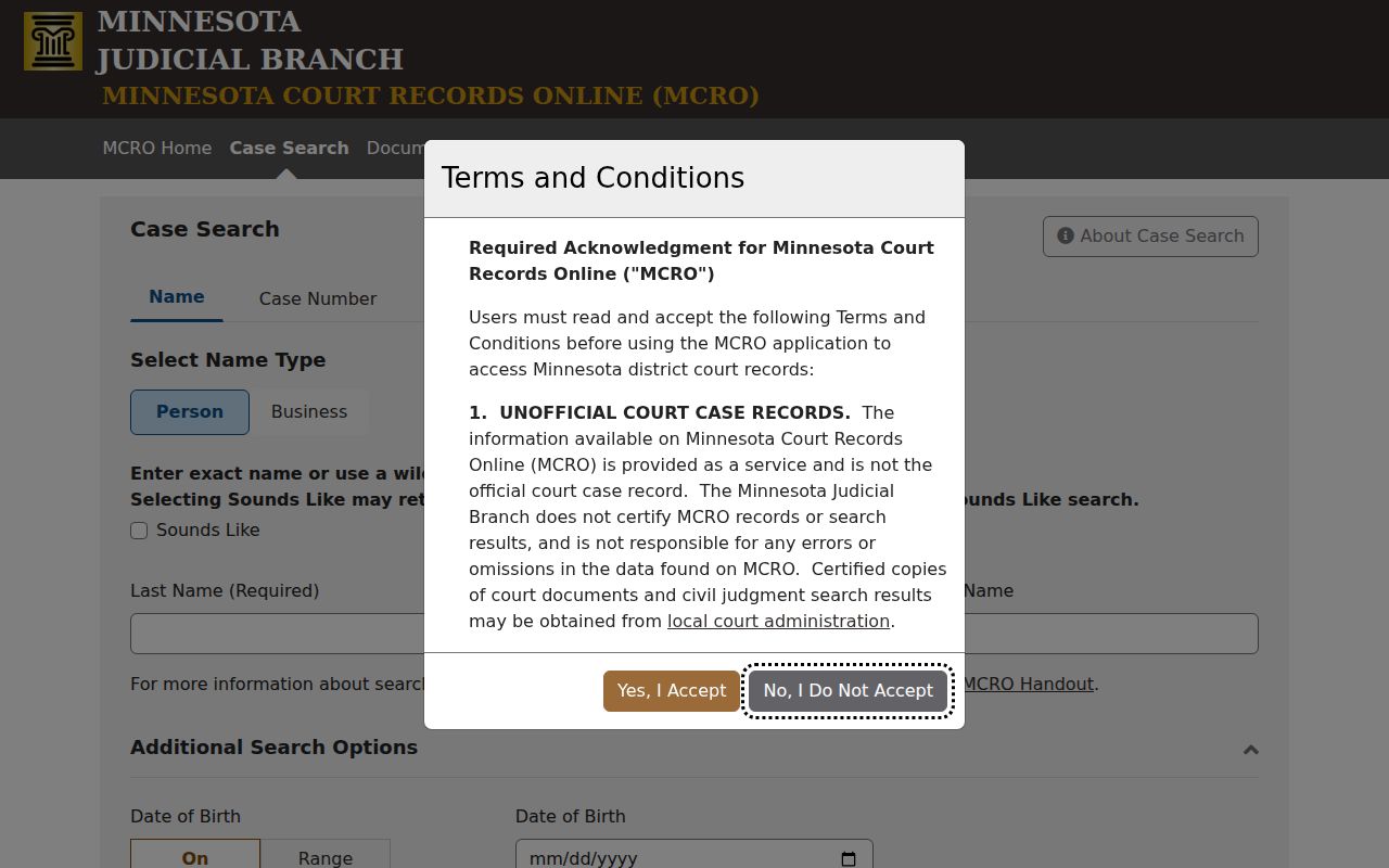 Blaine residents directory Minnesota Court Records Online case search