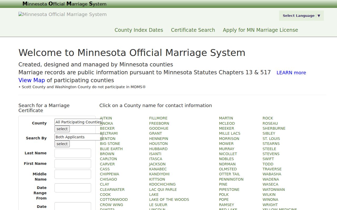 Blaine residents directory Minnesota Official Marriage System search