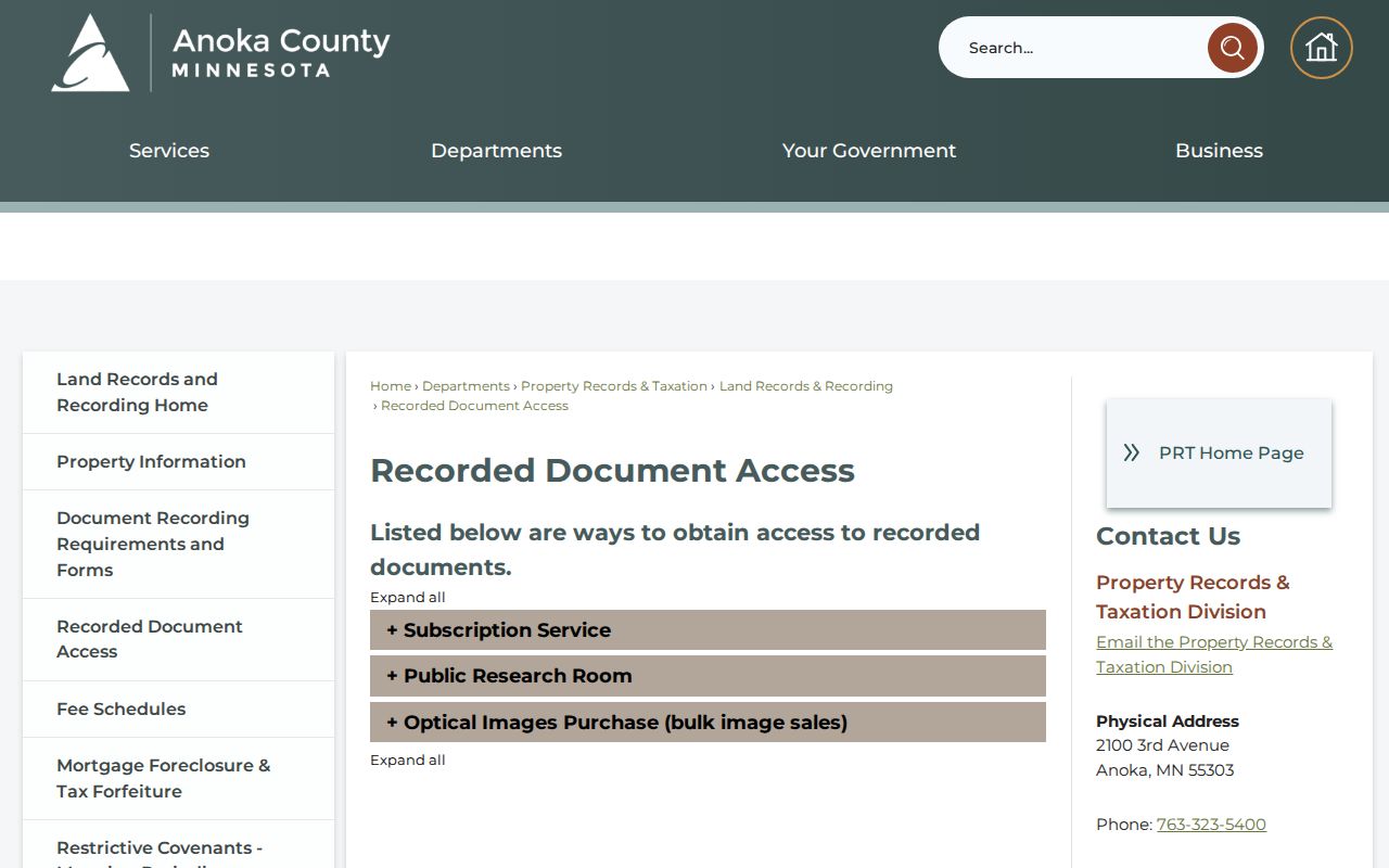 Blaine previous residents recorded-document access options from Anoka County