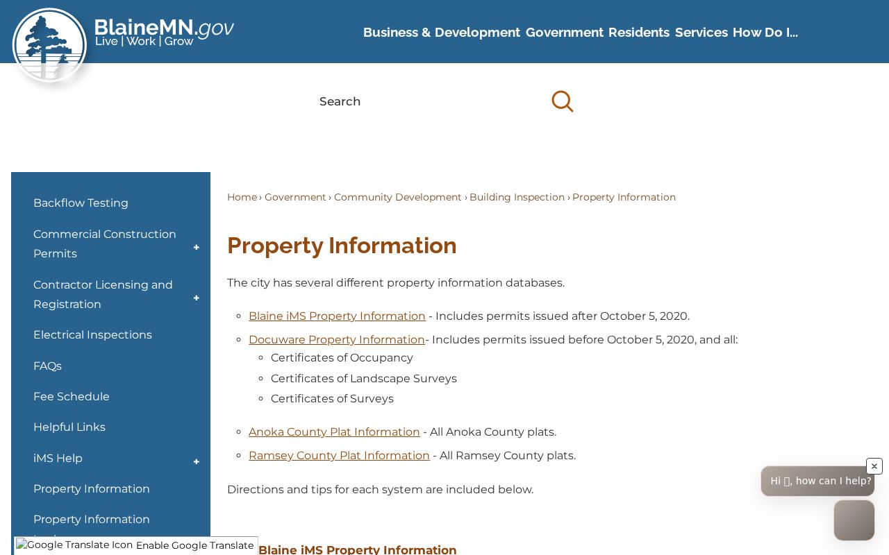 Blaine street directory property-information route for address records
