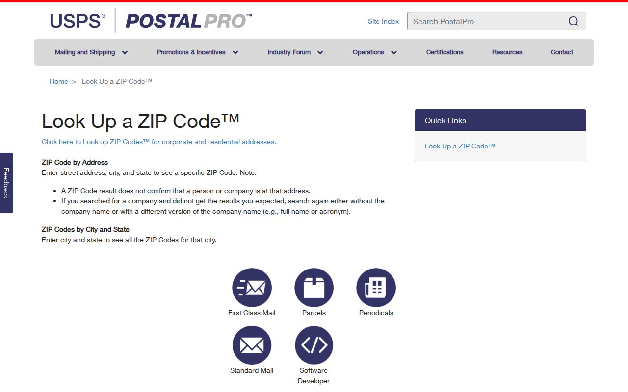 Blaine ZIP code directory reference showing official USPS ZIP lookup